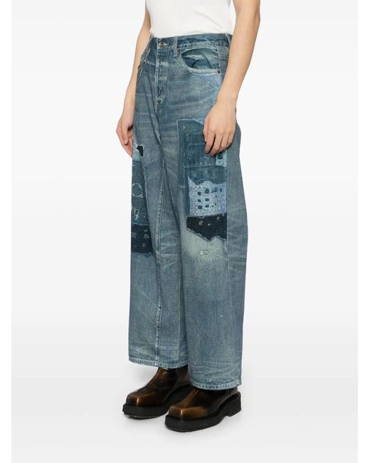 FIVE CM Blue Graphic-Print Jeans for men