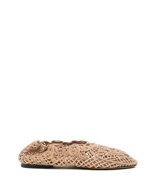 Odissi White Iris Crochet Ballet Flats