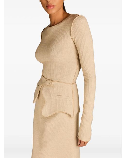 MARK-OFF Natural Chelsea Ribbed-Knit Top