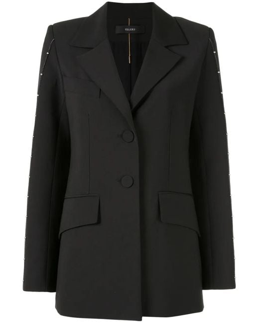 Ellery Black Stud-Embellished Single-Breasted Blazer