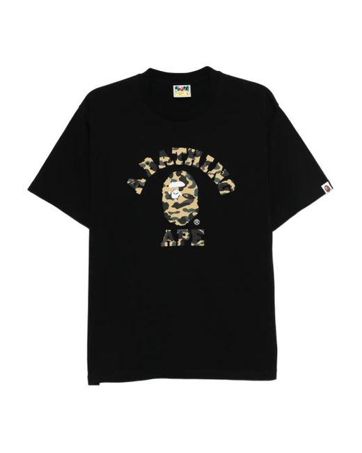 A Bathing Ape Black 1St Camo College T-Shirt for men