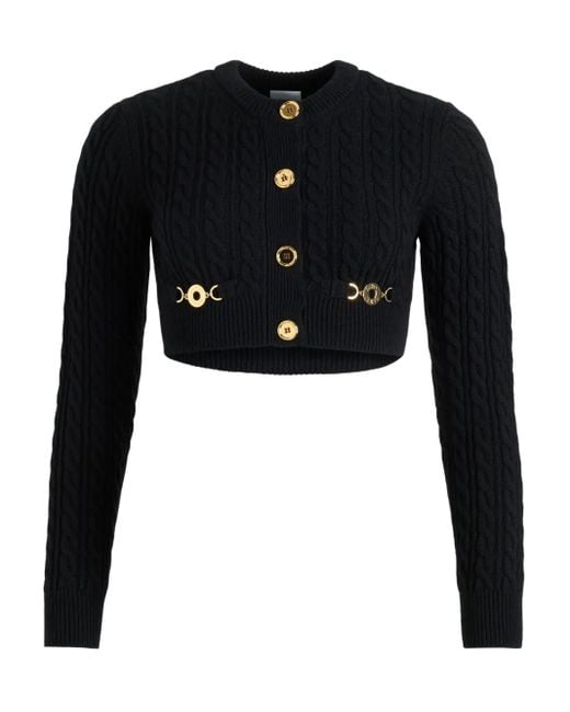 Patou Black Cable-Knit Buttoned Cardigan