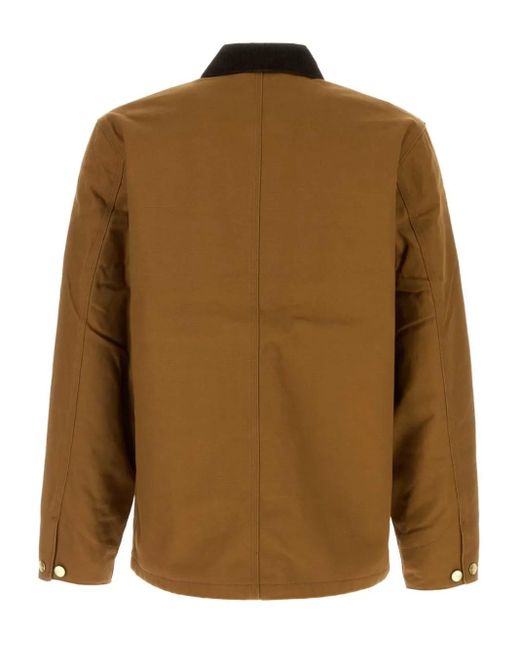 Carhartt Brown Michigan Logo-Patch Shirt Jacket for men
