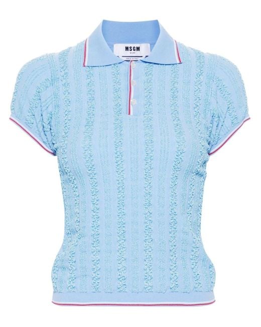 MSGM Ribbed Polo Top Blue