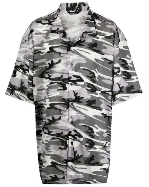 Balenciaga Gray Camouflage-print Shirt for men