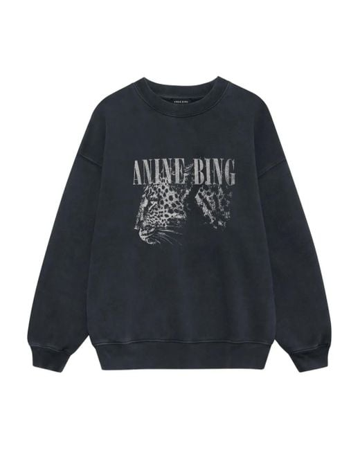 Anine Bing Black Spencer Leopard-Print Sweatshirt
