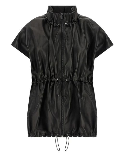 Magda Butrym ラッフル ハイネック レザージャケット Black