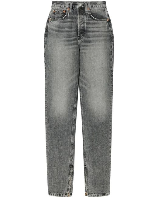 Re/done Gray Super High Drainpipe Jeans