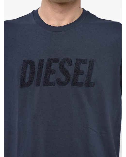 DIESEL Blue T-Shirt En Jersey À Patch Logo for men