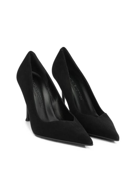 Sergio Levantesi Black Pointed-Toe Suede Pumps