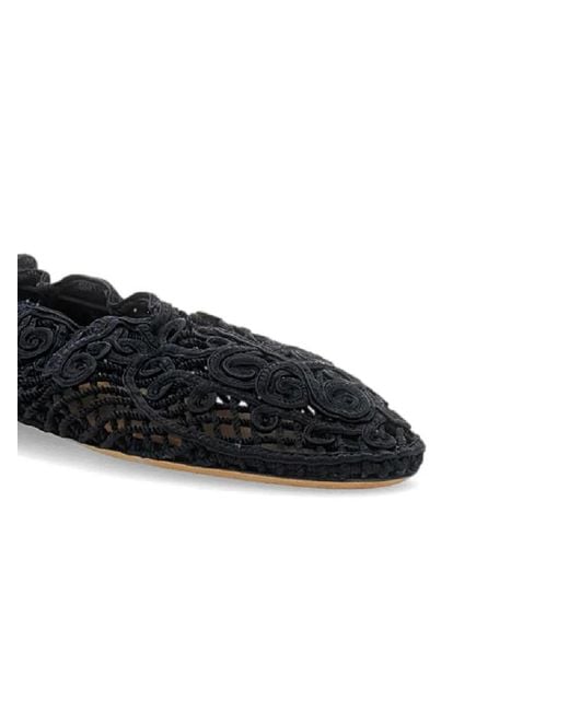 Odissi Black Iris Crocheted Ballet Flats