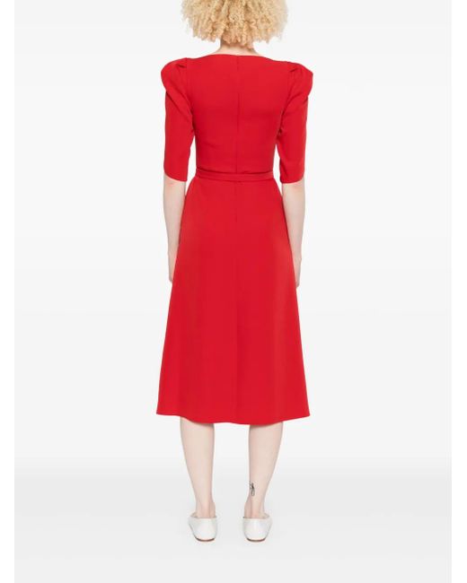 Cristallini Red Boat-Neck Dress