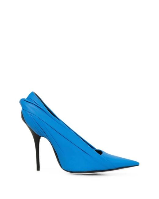 Balenciaga Blue Draped Pointed-Toe Pumps