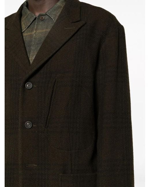 Ziggy Chen Black Peak-Lapels Check-Pattern Blazer for men