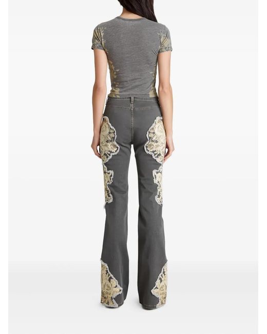 Guess Gray Printed Flared Jeans