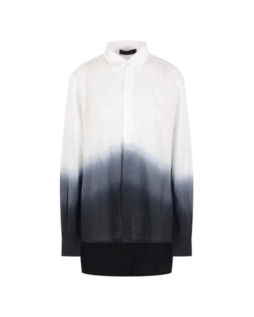 Maria Calderara Blue Ombré-Effect Cotton Shirt