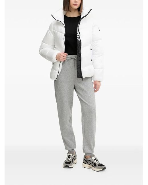 DKNY White Funnel-Neck Padded Jacket