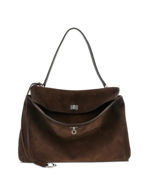 Balenciaga Brown Large Rodeo Suede Tote Bag for men