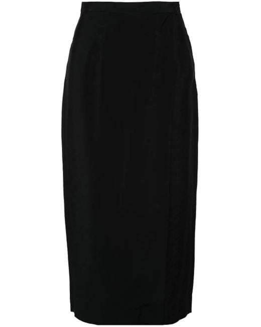 Gentry Portofino Black Textured Wrap Midi Skirt