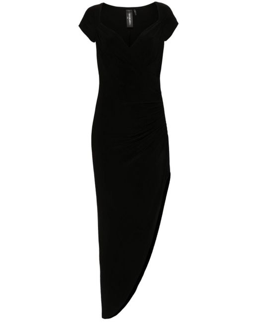 Vestido asimétrico de manga corta Norma Kamali de color Black