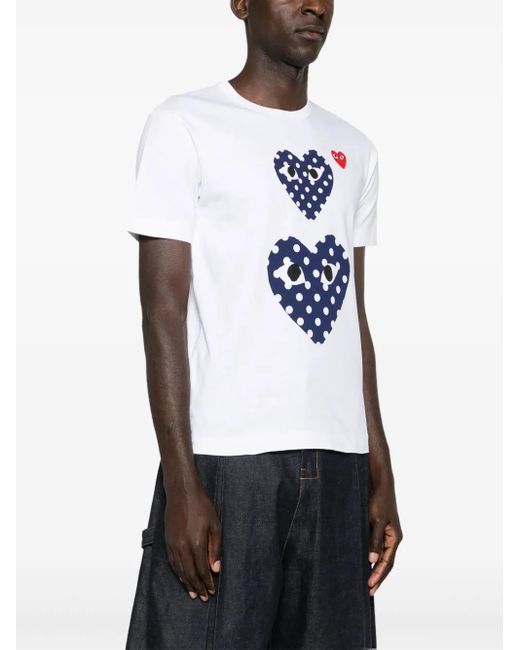 COMME DES GARÇONS PLAY White Heart-Motif Cotton T-Shirt