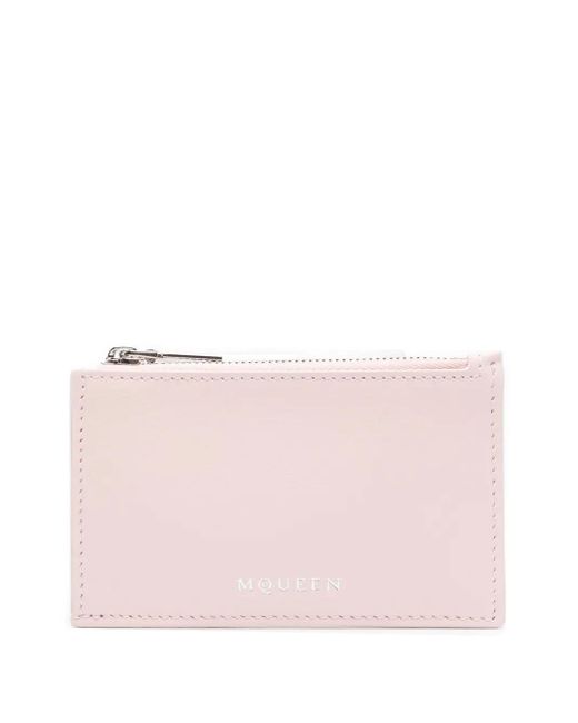 Alexander McQueen Pink Zip-Top Calfskin Wallet