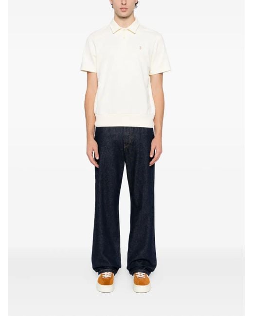 Polo Ralph Lauren White Embroidered-Logo Cotton Polo Shirt for men