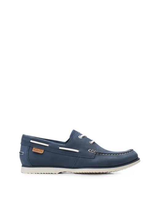 Clarks Blue Noonan Boat Shoes for men