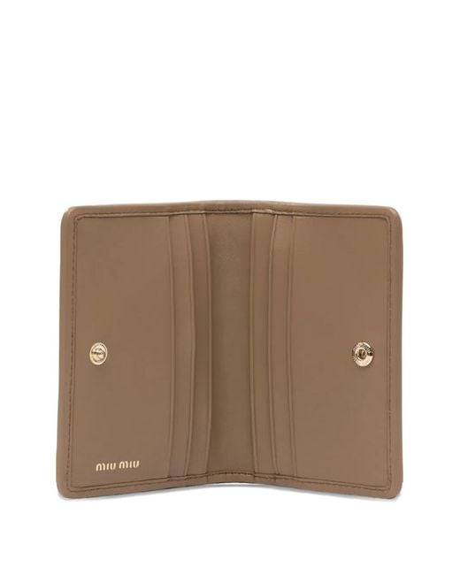 Miu Miu Brown Textured Logo Wallet