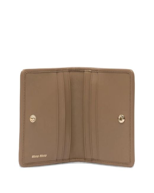 Miu Miu Brown Portemonnaie Mit Logo-Stickerei