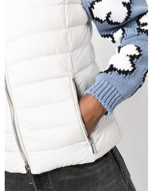 Moorer White Detachable-Hood Padded Zip-Up Gilet