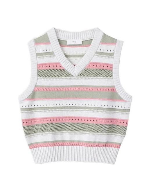 DUNST White Striped Knitted Vest