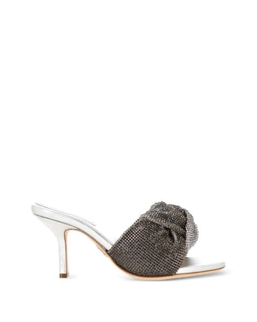 Rodo White Crystal-Embellished Heeled Pumps