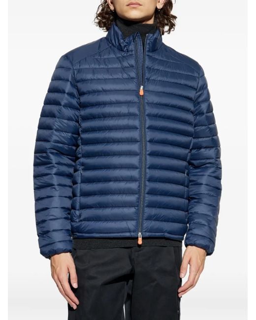 Save The Duck Blue Zip-Up Quilted Jacket for men