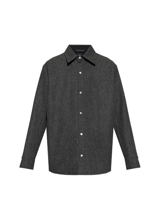 A.P.C. Gray Buttoned Wool Shirt for men