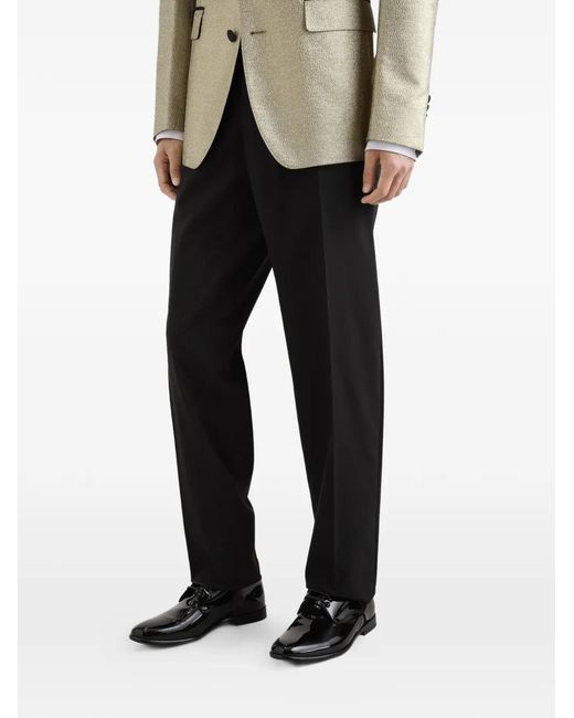 Dolce & Gabbana Black Stretch Wool Tuxedo Pants for men