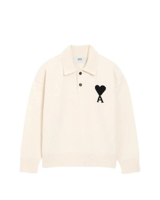 AMI Natural Logo-Detail Sweater for men