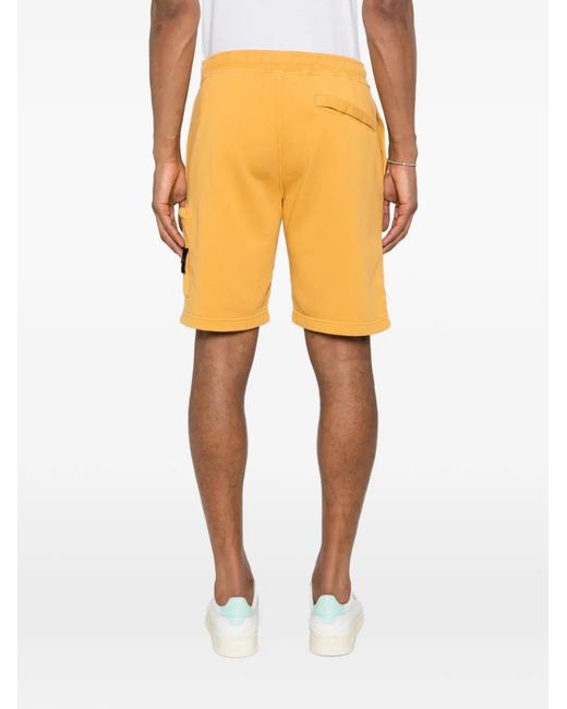 Stone Island Yellow 6200011 Organic Cotton Fleece Shorts for men
