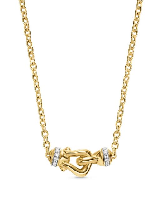 David Yurman Metallic 18K Petite Buckle Diamond Necklace