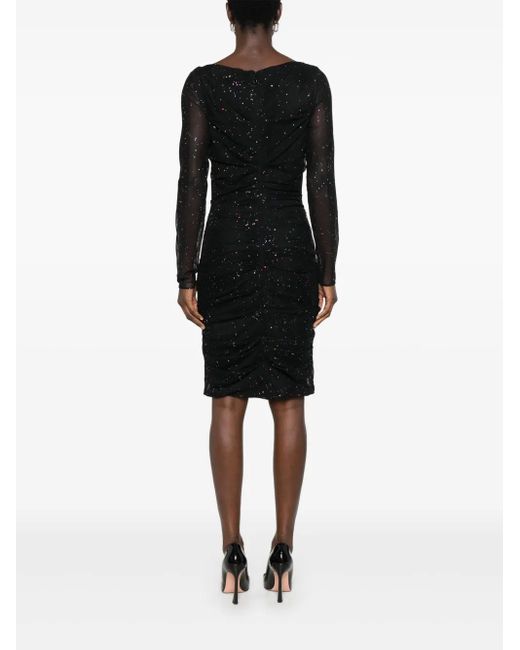 Talbot Runhof Black Glitter-Detailed Mini Dress
