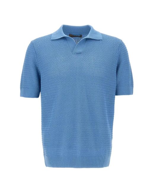 FILIPPO DE LAURENTIIS Blue Textured T-Shirt for men