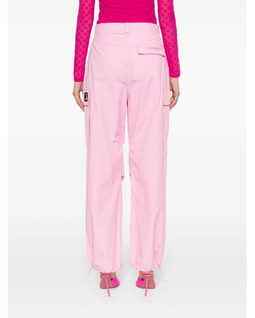 Patrizia Pepe Pink Embroidered-Logo Mid-Waist Cargo Pants