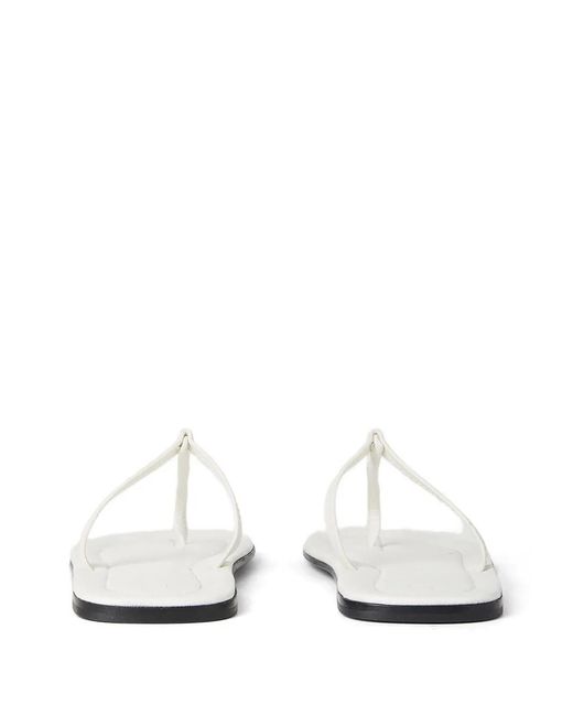 Totême White T-Strap Squared-Toe Flat Sandals
