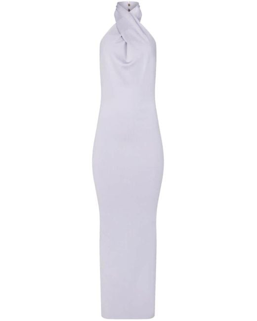Robe longue drapée à dos-nu Nina Ricci en coloris White
