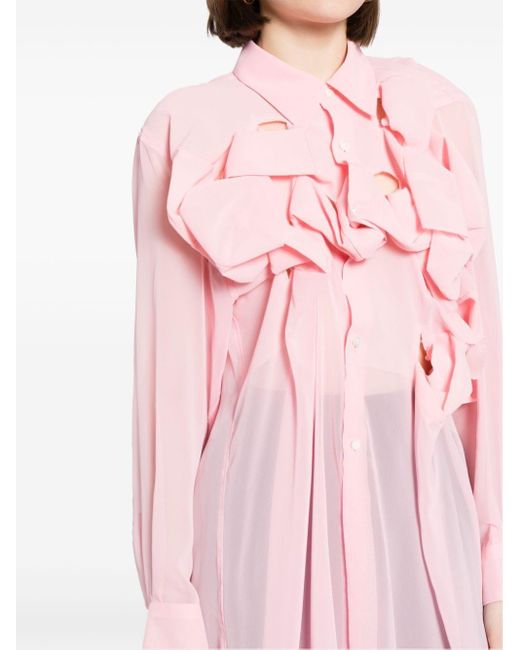 Blusa con aberturas y volantes Comme des Garçons de color Pink