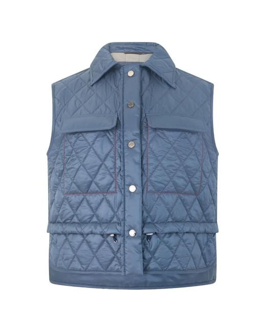 Moorer Blue Quilted Drawstring Gilet