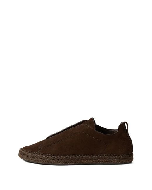 Zegna Brown Triple-Stitch Espadrilles for men