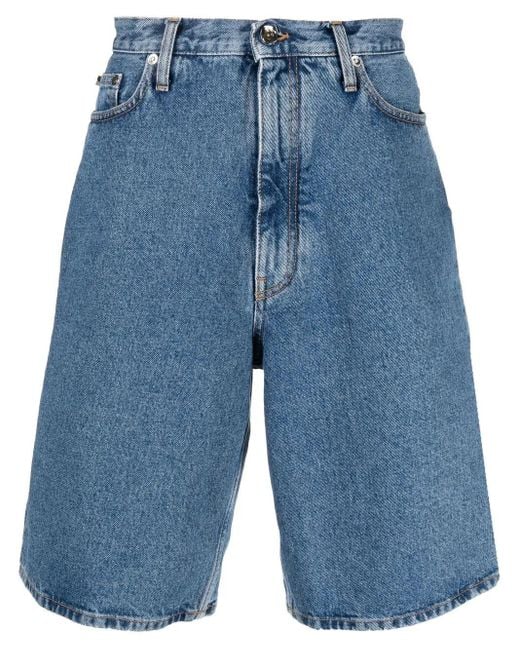 メンズ Off-White c/o Virgil Abloh オフホワイト ロゴ デニムショーツ Blue