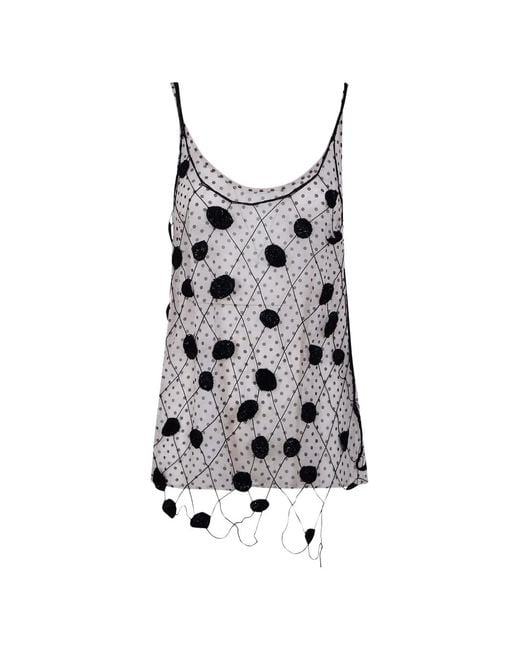 Aviu White Polka-Dot Lattice Top