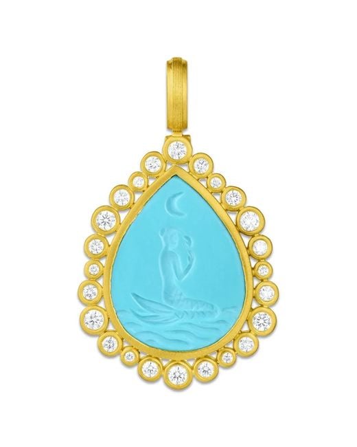 LEIGH MAXWELL Blue Pendentif Mermaid Serti De Et De Diamants